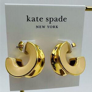 Kate Spade New York Bold Concave C-Hoop Earrings - Beige and Gold